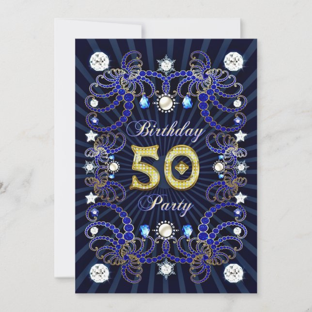 Invitación 50.ª fiesta de cumpleaños con masas de joyas (Anverso)