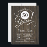 Invitación 50.ª fiesta de cumpleaños con patrón de madera<br><div class="desc">50.ª Invitación de fiesta de cumpleaños con patrón de madera. ¡Salud a 50 años! Por favor,  envíenos un mensaje si necesita más personalización.</div>