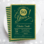 Invitación 50.ª Fiesta de Cumpleaños - CUALQUIER EDAD Gold Gr<br><div class="desc">50.ª invitación a la fiesta de cumpleaños para hombres y mujeres. Elegante carta de invitación en verde con falso Relieve metalizado de oro purpurina. Caracteriza el tipo de letra del script de tipografía. ¡Salud a 50 años! Se puede personalizar en cualquier año. Perfecto para una celebración de cumpleaños adultos.</div>