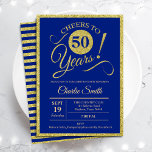 Invitación 50.ª fiesta de cumpleaños - CUALQUIER EDAD Oro Azu<br><div class="desc">50.ª invitación a la fiesta de cumpleaños para hombres y mujeres. Elegante carta de invitación en azul real con falso Relieve metalizado de oro purpurina. Caracteriza el tipo de letra del script de tipografía. ¡Salud a 50 años! Se puede personalizar en cualquier año. Perfecto para una celebración de cumpleaños adultos....</div>