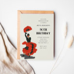 Invitación 50.ª fiesta de cumpleaños del bailarín de flamenco<br><div class="desc">Invitación a la fiesta de 50 años de temática española con un ilustracion de bailarina de flamenco pintado a mano con colores rojo y negro llamativos. El texto es editable al personalizar para tu 30 o 60 o incluso tu cumpleaños dorado. ¡Por una noche de baile y diversión picante!</div>