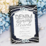 Invitación 50.ª fiesta de cumpleaños Denim Diamonds Pearls Fr<br><div class="desc">¿Buscando ideas de fiesta de 50 años para las mujeres? Esta moderna, elegante y moda, y la invitación a la fiesta de cumpleaños de diamantes y perlas para ella, con su temática de denim y perlas - con un toque de diamantes, es la manera perfecta de celebrar un cumpleaños histórico...</div>