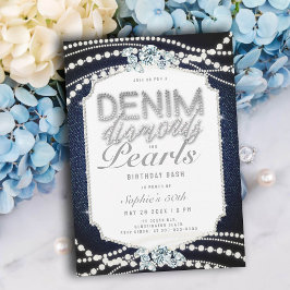 Invitación 50.ª fiesta de cumpleaños Denim Diamonds Pearls Fr