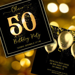 Invitación 50.ª Fiesta de Cumpleaños Deslumbrante Elegante Or