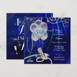 Invitación 50.ª fiesta de cumpleaños, el azul real de Stilett
