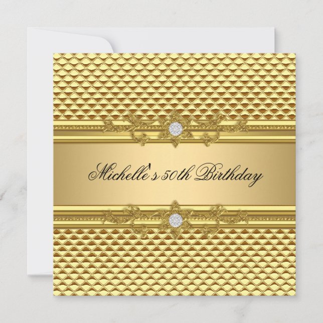 Invitación 50.ª Fiesta de Cumpleaños Elegante Joya de Diamant (Anverso)