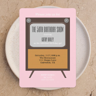 Invitación 50.ª fiesta de cumpleaños en televisión en rosa