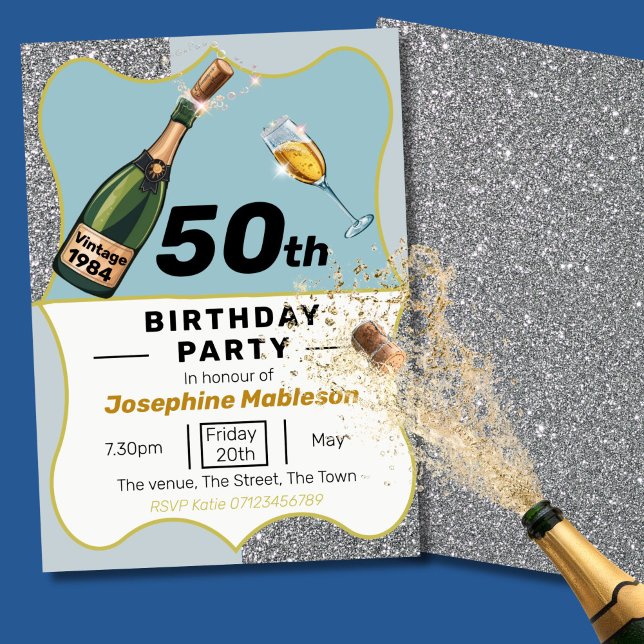 Invitación 50.ª fiesta de cumpleaños estilo vintage (Subido por el creador)