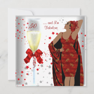 Invitación 50.ª Fiesta de Cumpleaños Fabulosa Diva Retro Blan