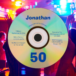 Invitación 50.ª fiesta de cumpleaños Faux CD Retro música de 