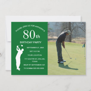 Invitación 50.ª fiesta de cumpleaños Golfer Green Par Golf Ph
