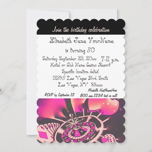 Invitación 50.ª fiesta de cumpleaños Las Vegas (Anverso)