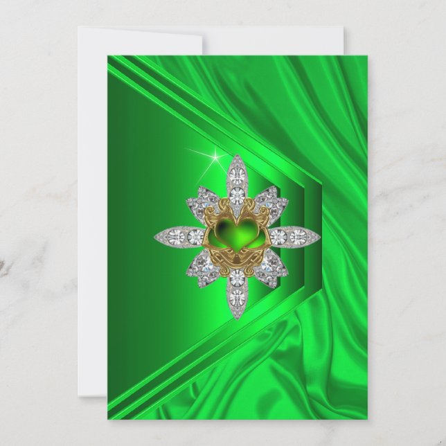 Invitación 50.ª fiesta de cumpleaños Lime Green Diamond Image (Anverso)