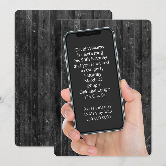 Invitación 50.ª fiesta de cumpleaños Mensaje de texto (Anverso / Reverso)