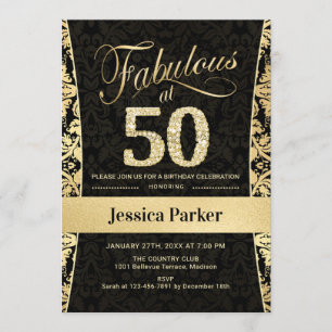 Invitación 50.ª fiesta de cumpleaños - Negro de oro