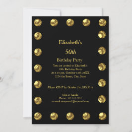Invitación 50.ª Fiesta de Cumpleaños Oro Negro Cualquier Edad