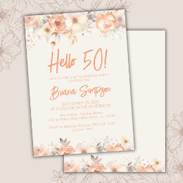 Invitación 50.ª fiesta de cumpleaños Peach Ivory Floral