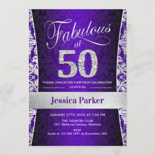 Invitación 50.ª fiesta de cumpleaños - Púrpura plateado