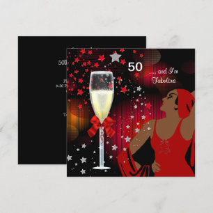 Invitación 50.ª fiesta de cumpleaños Retro Diva Fabulous Red