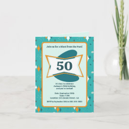 Invitación 50.ª Fiesta de Cumpleaños Retro Mid Century Cualqu