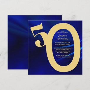 Invitación 50.ª Fiesta de Cumpleaños Royal Blue & Gold