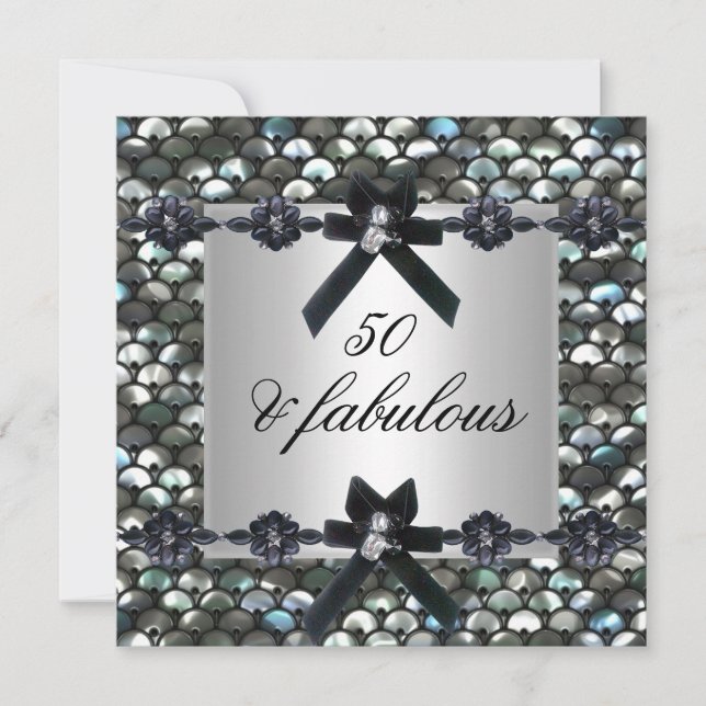 Invitación 50.ª fiesta de cumpleaños Silver secuestra blanco  (Anverso)