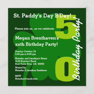 Invitación 50.ª fiesta de cumpleaños ST PATRICK Shamrock A03A