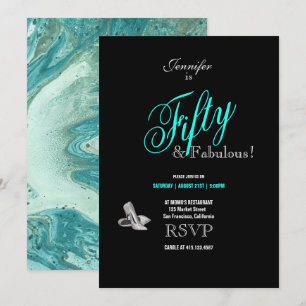 Invitación 50.ª fiesta de cumpleaños Stilettos Turquoise Font
