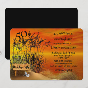 Invitación 50.ª fiesta de cumpleaños Sunset Beach Grasses Sti