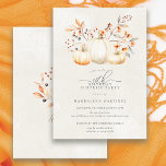 Invitación 50.ª Fiesta de la sopa de cumpleaños<br><div class="desc">Las elegantes calabazas blancas están enclavadas en hojas rojas,  verdes naranjas y saladas y flores silvestres.</div>