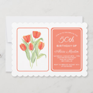 Invitación 50.ª Fora Elegante De Tulipanes Rojos