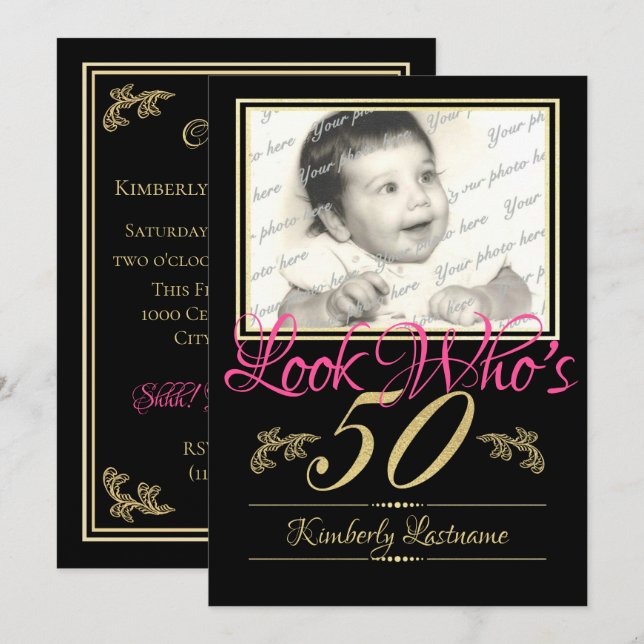 Invitación 50.ª foto de cumpleaños (Anverso / Reverso)