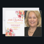 Invitación 50.ª foto floral de la primavera de la amapola<br><div class="desc">50.ª foto de la amapola de cumpleaños - Diseño de verano floral de primavera - Cambie el texto para que se adapte a su fiesta. Cambiar a cualquier edad.</div>