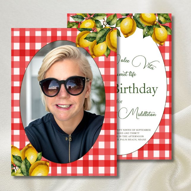 Invitación 50.ª foto Lemon Tema italiano Patrón blanco rojo (Subido por el creador)