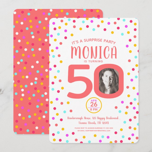 Invitación 50.ª foto personalizado viviendo el cumpleaños del (Anverso / Reverso)