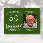 Invitación 50.ª Fotomía de Cumpleaños Leyenda Vintage Verde<br><div class="desc">¡Celebra un cumpleaños número 50 con esta plantilla única de fotos de época! Con un diseño especial "Legend Green", esta plantilla de personalizable es perfecta para cualquier cumpleaños de hito. Elija entre una variedad de tipos de letra y colores para crear un diseño original que haga una instrucción. Prepárate para...</div>