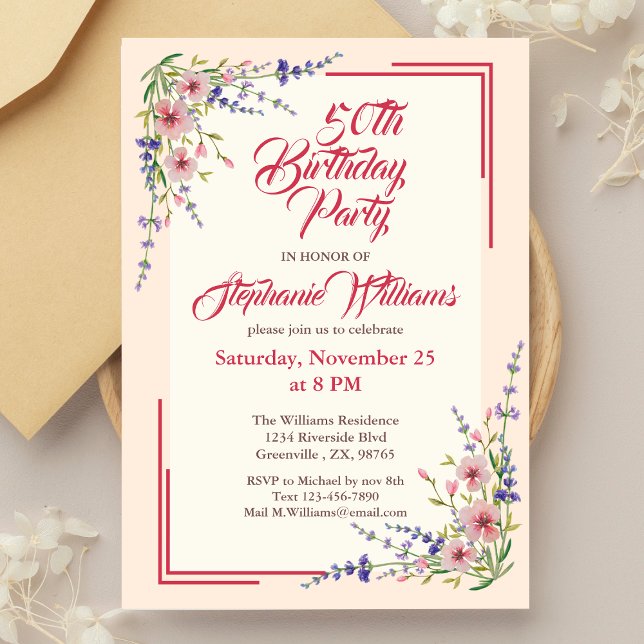Invitación 50.ª Frontera con elegancia floral del partido de  (Subido por el creador)