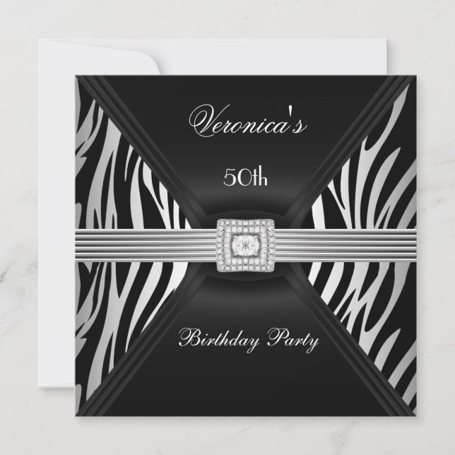 Invitación 50.ª Joya de Diamante de Cebra Negra plateada (Anverso)