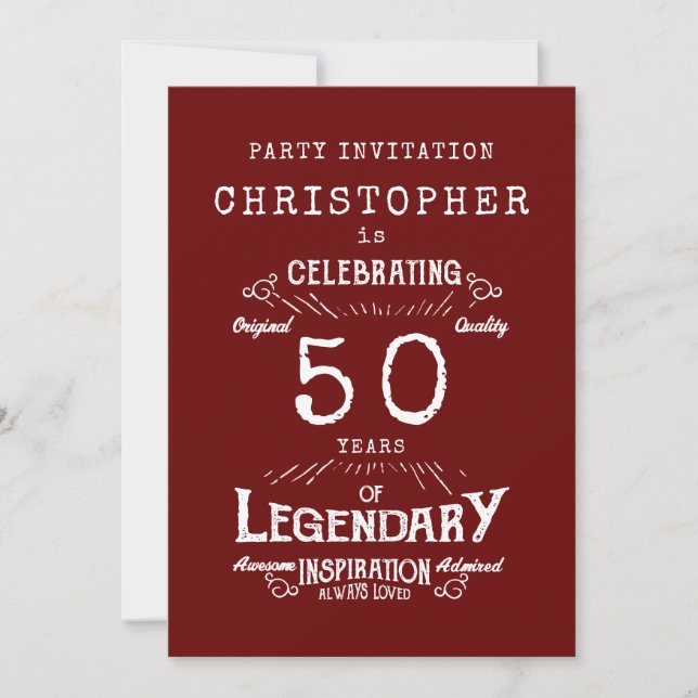 Invitación 50.ª Leyenda Legendaria de añada roja (Anverso)
