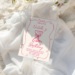 Invitación 50.ª Mano dibujada con arco rosado Martini Doddle
