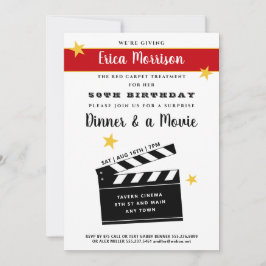Invitación 50.ª o cualquier Fiesta de cine y cena sorpresa de