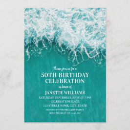 Invitación 50.ª ola de playa de cumpleaños océano acuático tu