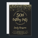 Invitación 50.ª Purpurina de oro de cumpleaños Confetti Black<br><div class="desc">Esta ocasión hito requiere una invitación fiesta con purpurina de oro y confeti. Una dinámica y audaz invitación de fiesta de cumpleaños número 50 con un confetti purpurina de oro en negro. Espumoso,  y festivo,  con un guión estilo cepillo en contraste con un tipo de letra sans serif limpio.</div>