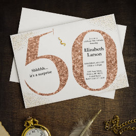 Invitación 50.ª Purpurina Minimalista de Faux Gold