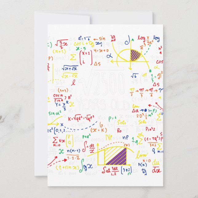 Invitación 50.ª Raíz Cuadrada De Cumpleaños De 2500 Mat De 50 (Anverso)