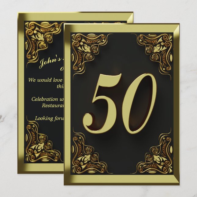 Invitación 50.ª Regal Gold Greeting o (Anverso / Reverso)