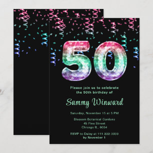 Invitación 50.ª sirena con confetti