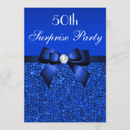 Invitación 50.ª sorpresa Fiesta Royal Blue Sequins y Bow