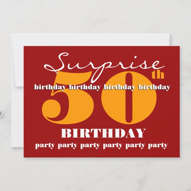 Invitación 50.ª SUPRISE Birthday Party Invitation Template V5 (Anverso)