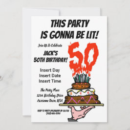 Invitación 50.ª tarta de cumpleaños en la foto de MIlestone d